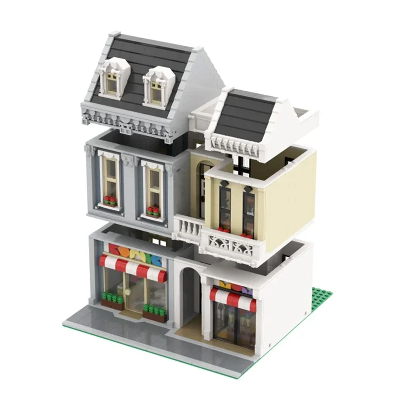 Street View Model Moc Building Bricks Comic Store And Flower Shop Technology Modular Blocks Gift Christmas Toy DIY Sets Assembly