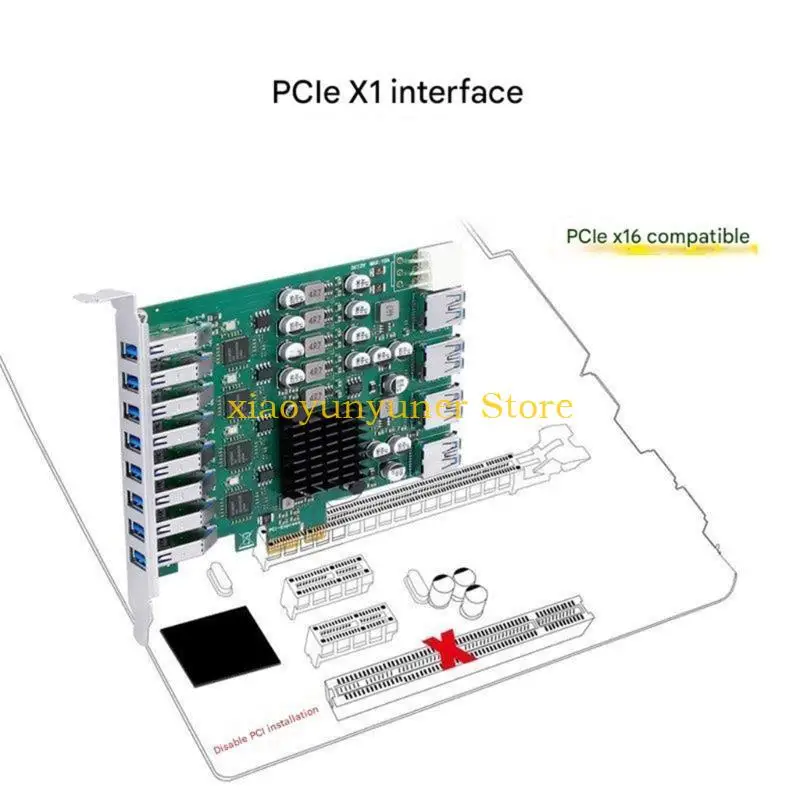 

P9JB PCIExpress X1 To 4 USB 3.2 Gen1 Port Adapters High Performances Data Syncs Backward For USB 2.0 Devices