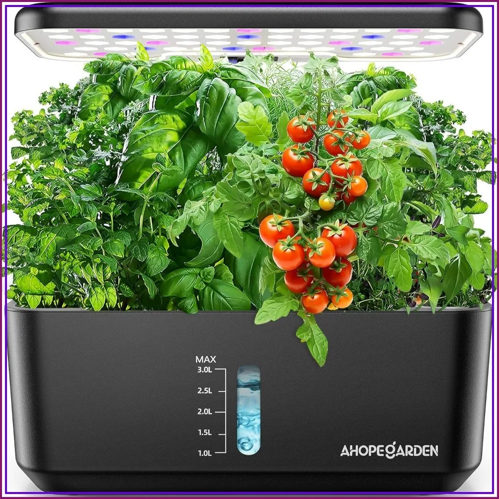 10-Pod Hydroponic Growing System with LED Light - Indoor Herb Garden Kit for Vegetables & Flowers, Adjustable Height, Auto Timer