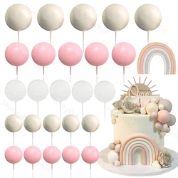Boho Rainbow Cake Toppers Khaki Pink Balls Cake Decoration DIY Bohemian Wedding Baby Shower Girls Birthday Party Supplies