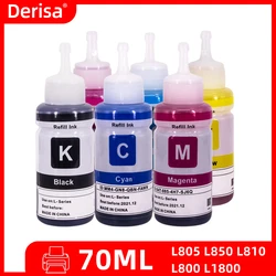 Derisa 673 T673 Refill Dye Ink Compatible For Epson EcoTank L805 L850 L810 L800 L1800 Printer Refillable Dye Ink