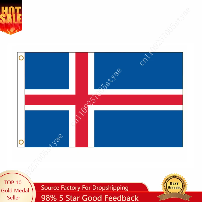 

Iceland Flag 3x5FT Polyester Red Cross Is Isl Iceland Blue Icelandic Flag Banner