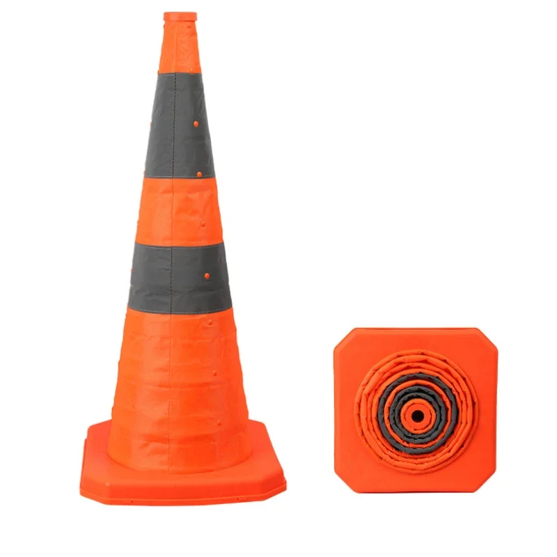Foldable Traffic Reflective Safety Cone 30/45/70cm Height Collapsible Traffic Cones Multi Purpose Reflective Stripe Road Cone