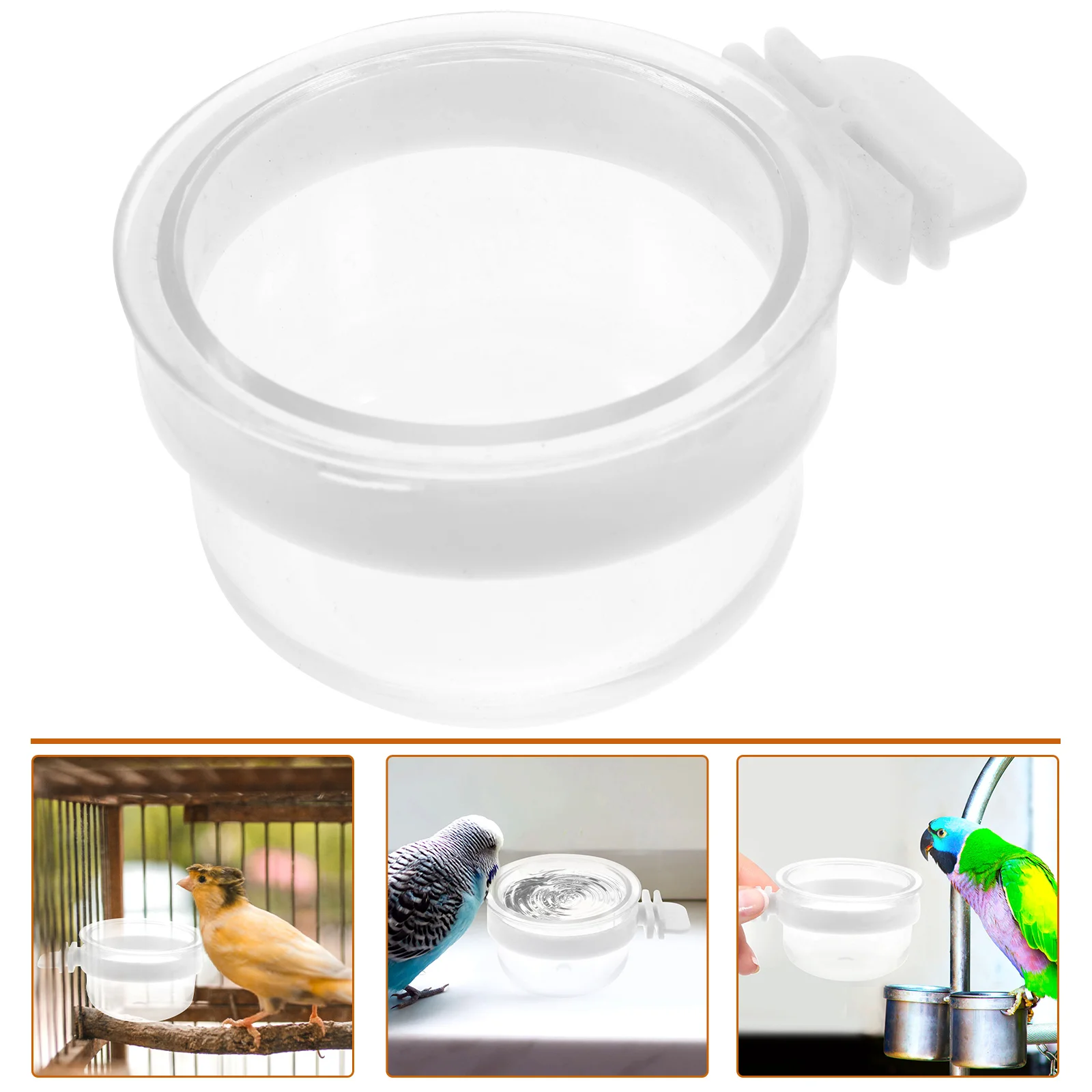 Alimentador de agua para pájaros, tazón transparente extraíble, taza de comida de plástico para colgar fácilmente, jaula de colibrí para loros