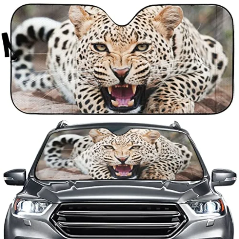 Cheetah Auto Windshield Sun Shade，Funny Animal Foldable Sun Visor Protector Sunshade for Car Truck SUV to Keep Your Vehicle Cool