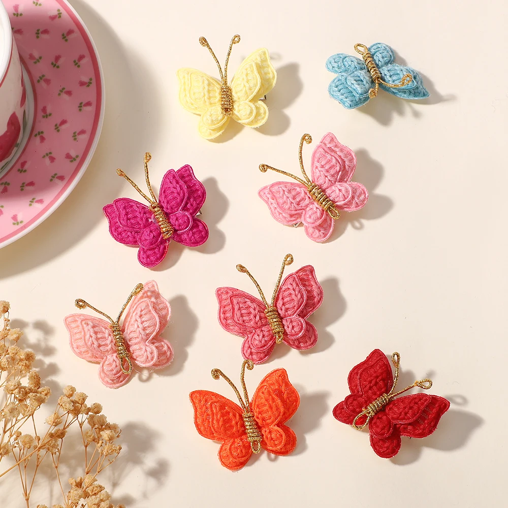 BABY BOWS 2Pcs/lot Girls Kniting Butterfly Hair Clips Hair Bows Hairpins Barrettes for Children Hair Acesssories Headwear Gift