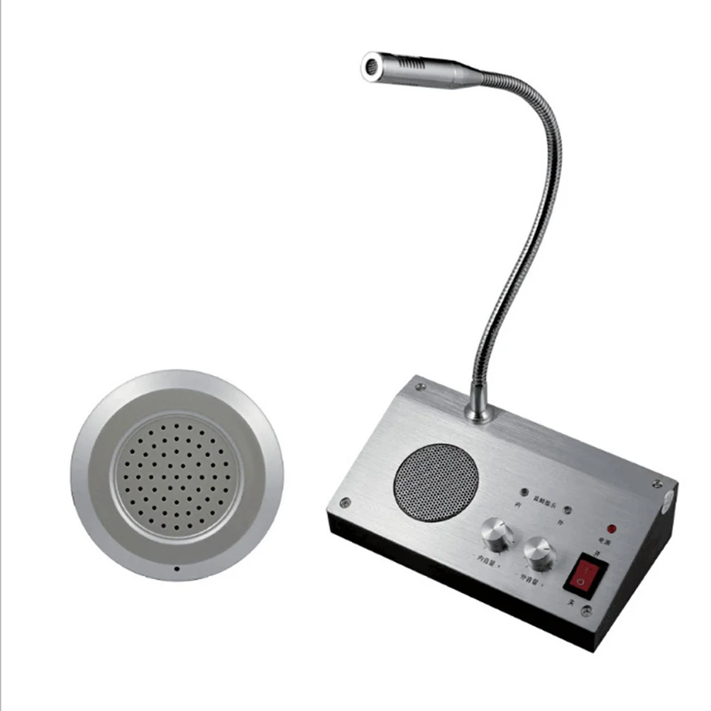 Dual-Way Intercom System Adjustable Volume Noise-Free Bank Counter Window Speaker Station Use Eu Plug Compatible