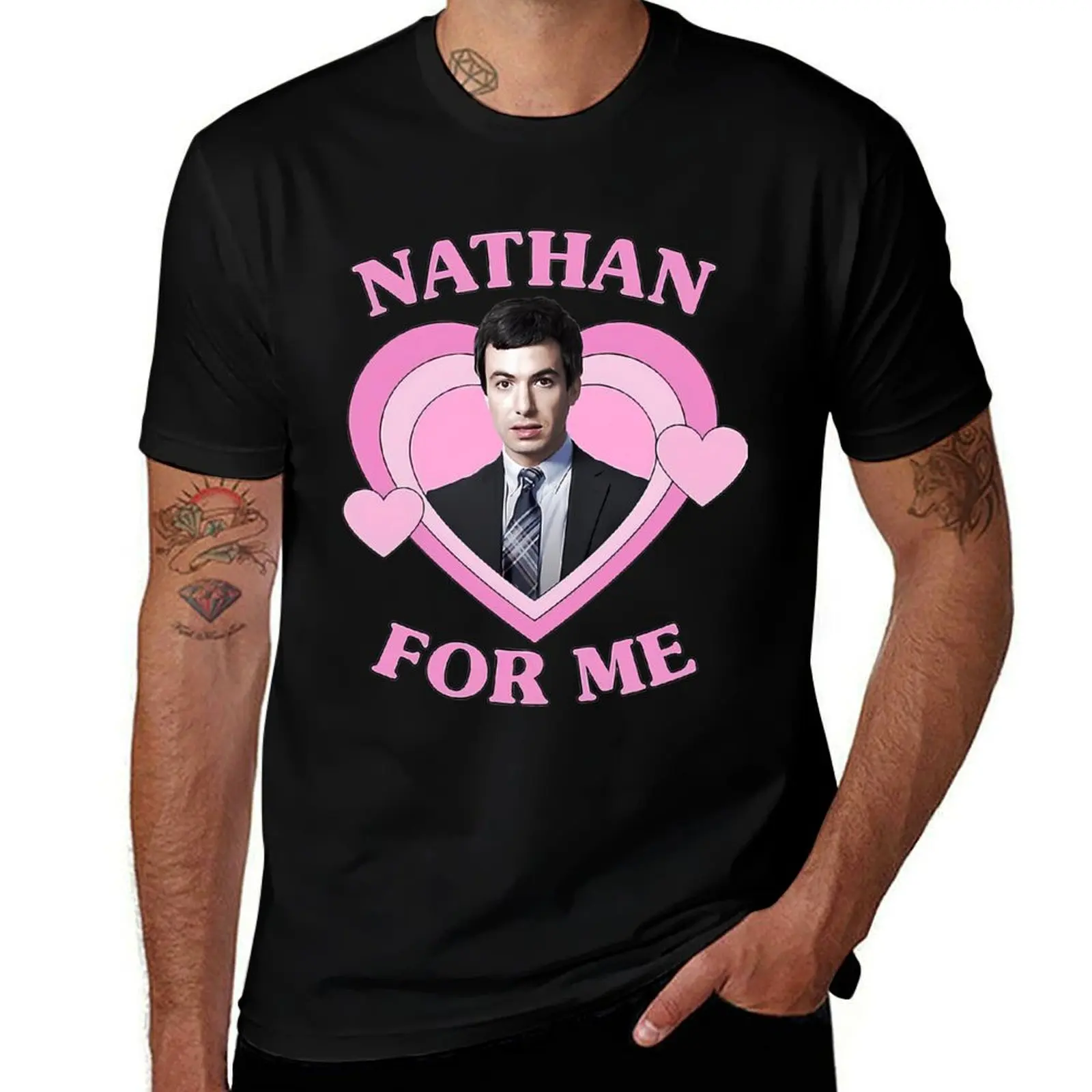 Nathan Fielder For Me Pink Heart T-Shirt Dry Fit Running Short Sleeve Top T-Shirt