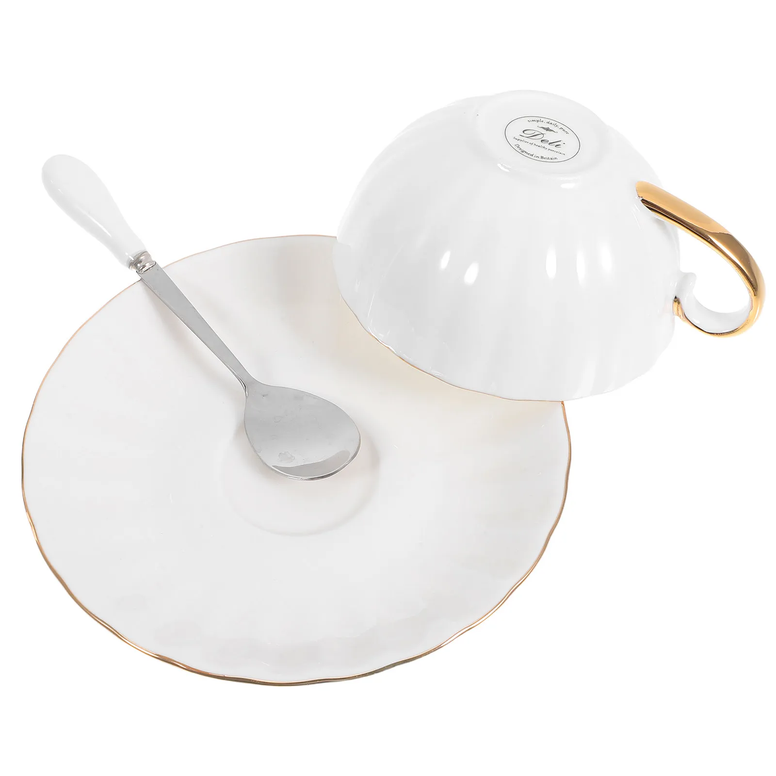 Juego de Tazas Pequeñas de Porcelana China, Color Blanco Puro con Borde Dorado, para Café Espresso, Macchiato, Postres, Uso en Restaurantes y Tiendas