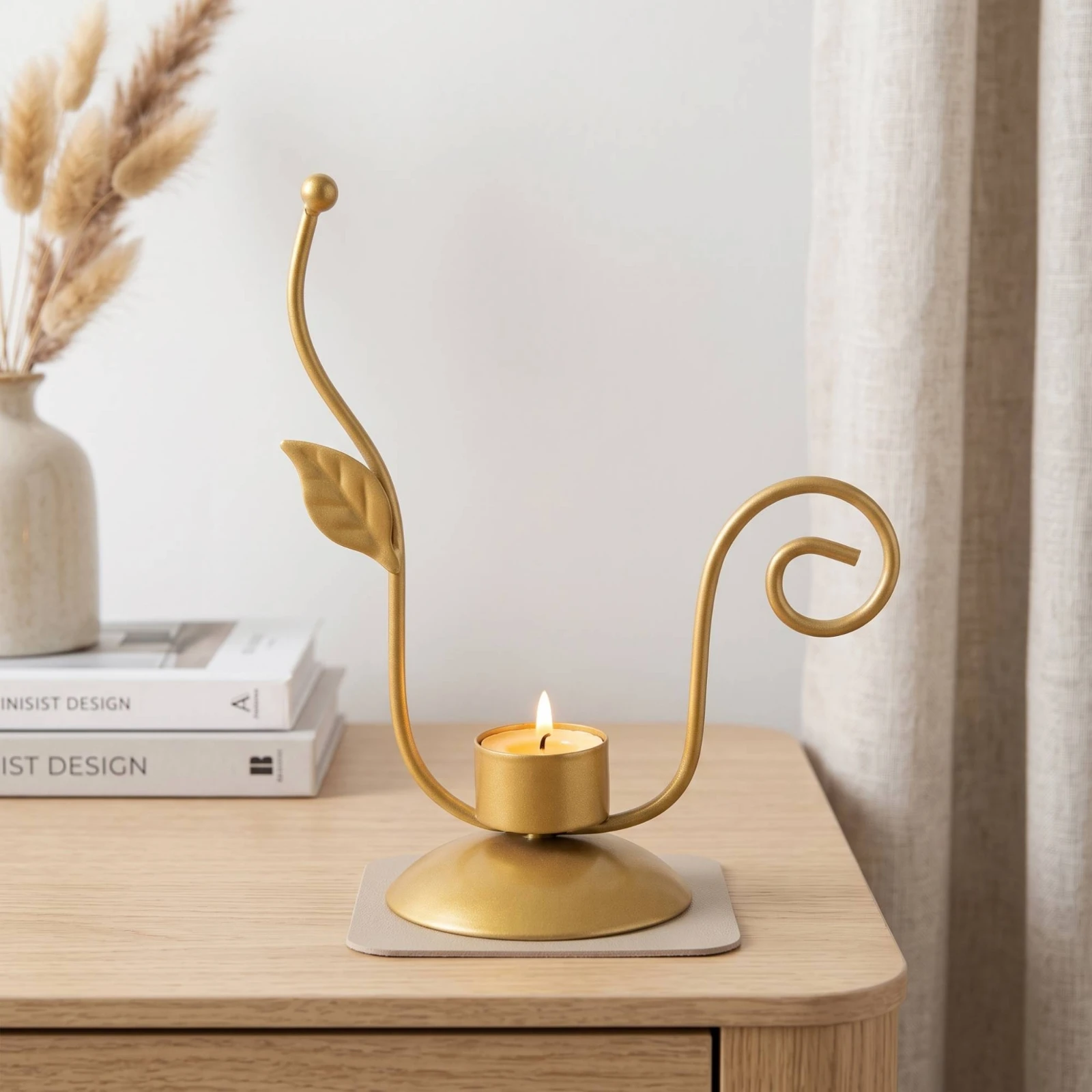 Candle Holder with Round Base Decorative Metal Candle Holder Decor Freestanding Modern for Event Planners, Table Centerpiece