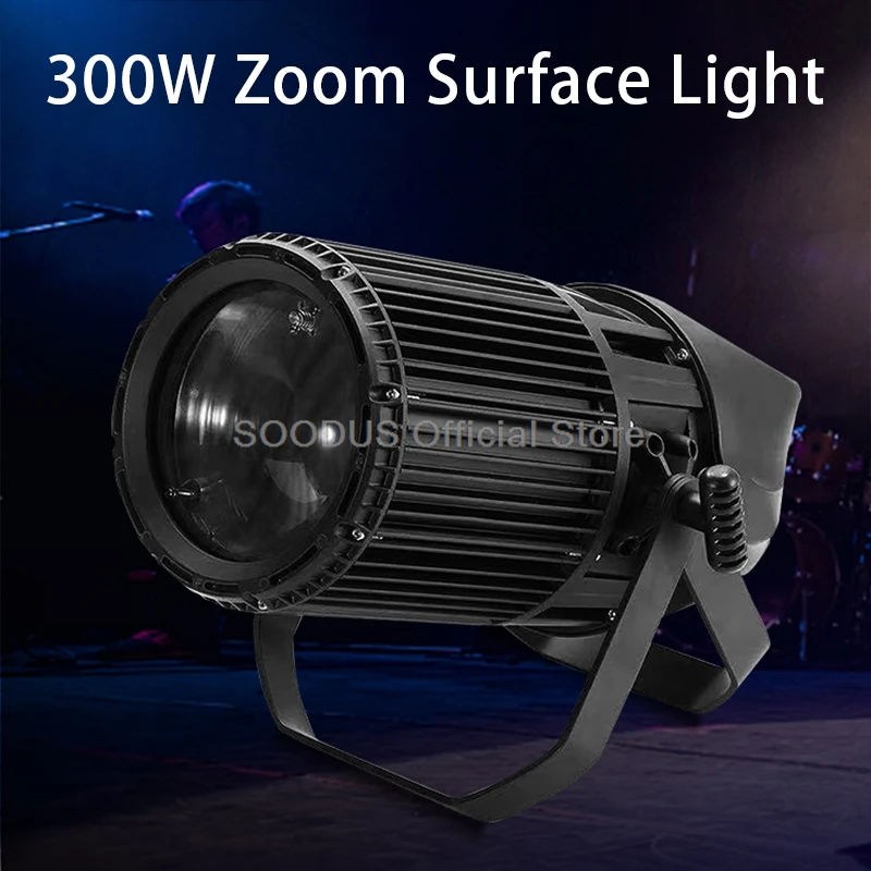 300W IP65 Waterproof Zoomable COB LED Spotlight DMX512 Zoom Stage Light Multi-Color Adjustable Outdoor Dimmable Stage Lighting 