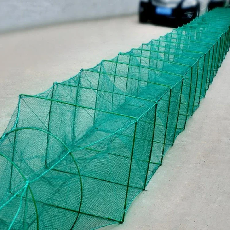 Fishing Cage Folding Crayfish Trap Crab/Shrimp/Eel Automatic Device Nylon Long Fishing Accessory