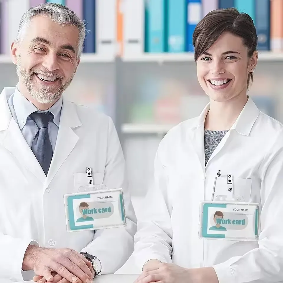 20/5/1 Uds. Portatarjetas de identificación de PVC de plástico transparente resistente al agua, funda transparente para tarjetas de visita para la escuela y la Oficina