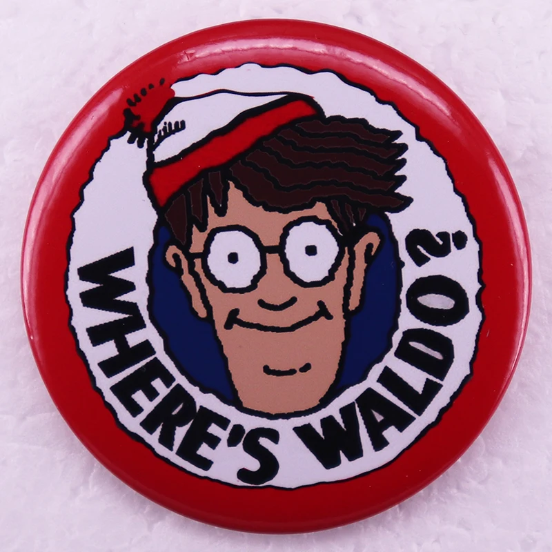 Gdzie jest Wally lub Waldo przycisk Pinback przypiąć Puzzle dla dzieci książki blacha prezent odznaka biżuteria kolekcjonerska 58MM