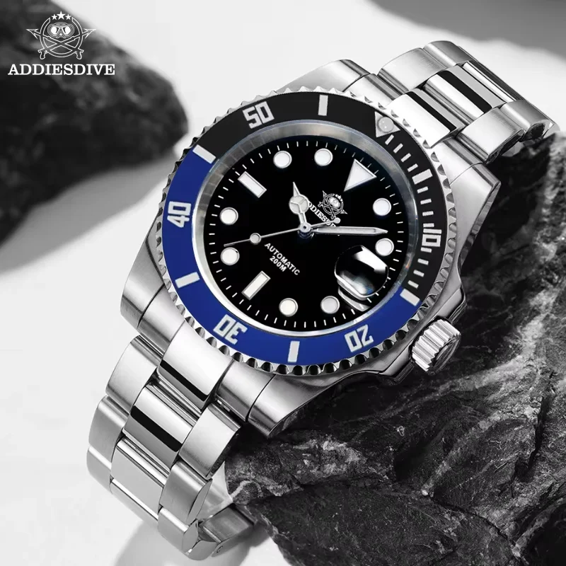 ADDIESDIVE Automatic Watch NH35 Men Mechanical Wristwatch Luxury Ceramic Bezel Sapphire Luminous 200m Waterproof Dive Watch ﻿