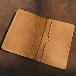 Funda de pasaporte Vintage para hombre, de cuero auténtico, para negocios, identificación de crédito, tarjetero, funda tipo billetera, accesorios de viaje