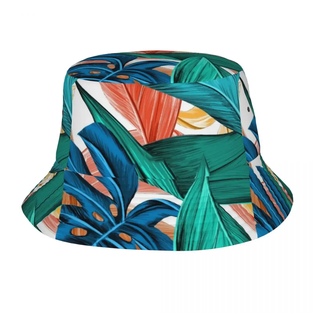 Colorful Foliage Bucket Hat Tropical Rainforest Streetwear Fisherman Caps For Women Casual Hunting Sun Hats Portable Design Cap