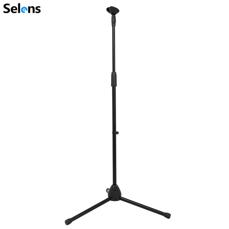 Selens Adjustable Swing Boom Floor Microphone Stand Holder Durable Metal Mic Stage Tripod For Live Streaming Vlog/Music/Speech