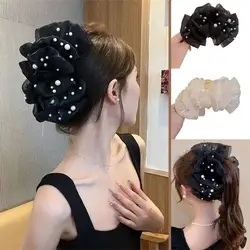Large Bow Mesh Hairpin Summer Sweet Elegant Women Hair Female Clip Grab Princess Accessories Clips Hair Claw Headdress Fash J8T5
