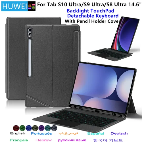 Imagen 1 del producto Funda de teclado con retroiluminación para Samsung Galaxy Tab S10 Ultra 14,6 S8 Ultra S9 Ultra, funda de teclado para Samsung Galaxy Tab 14,6