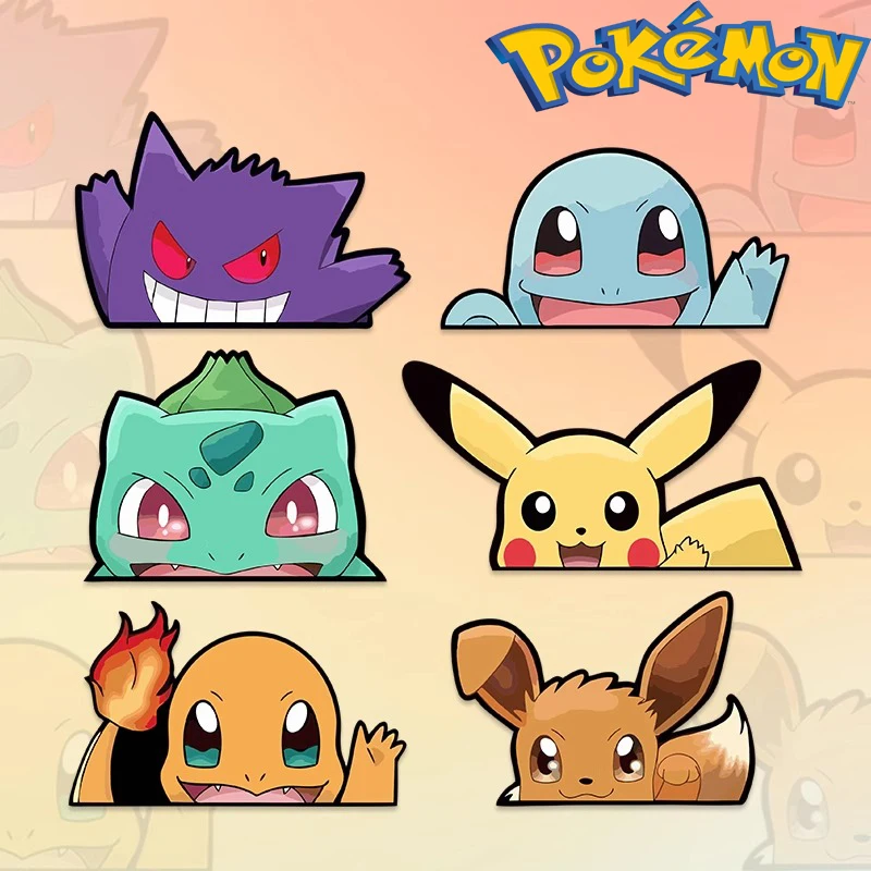 

Pokemon Series Cartoon Car Stickers Anime Figure Pikachu Gengar Squirtle Cute Creative Car Decoration Sticker Accessories Gifts