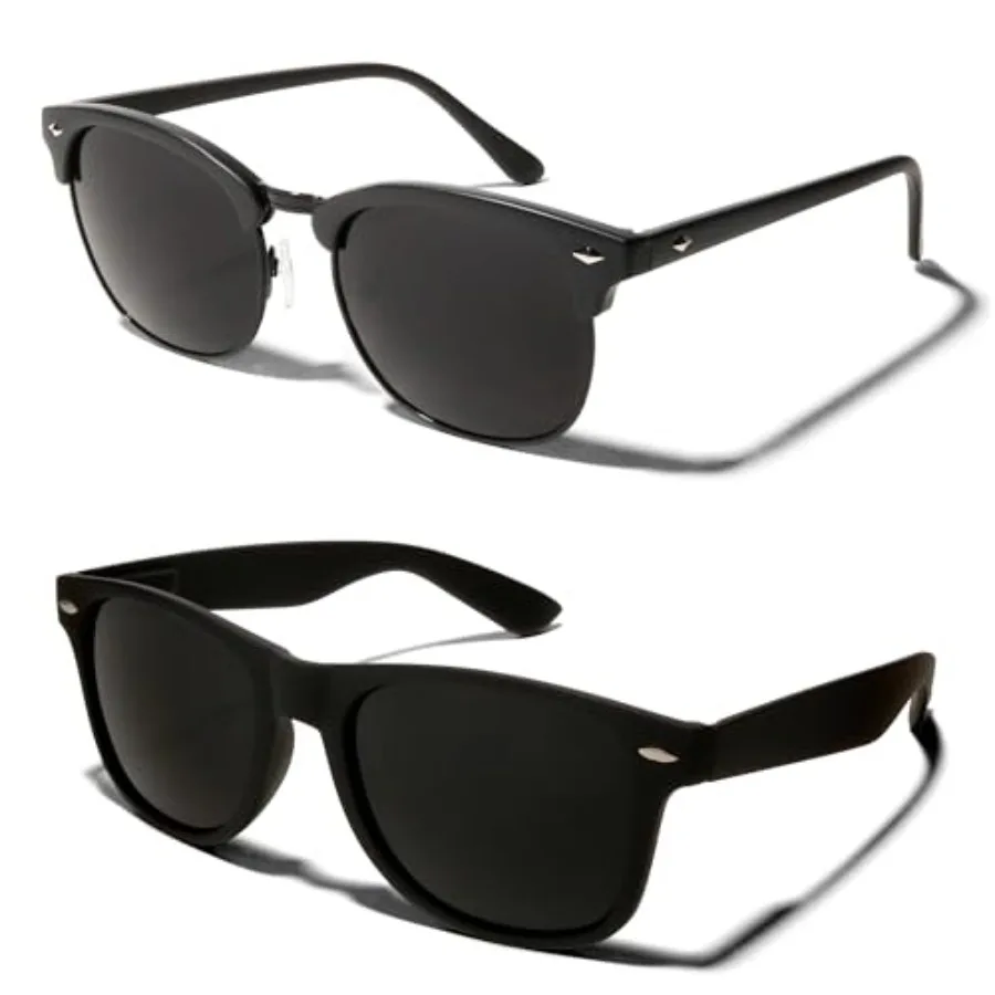 

er Dark Black Sunglasses UV Protection Lens Spring Hinge 80s Vintage Retro Inspired Shades