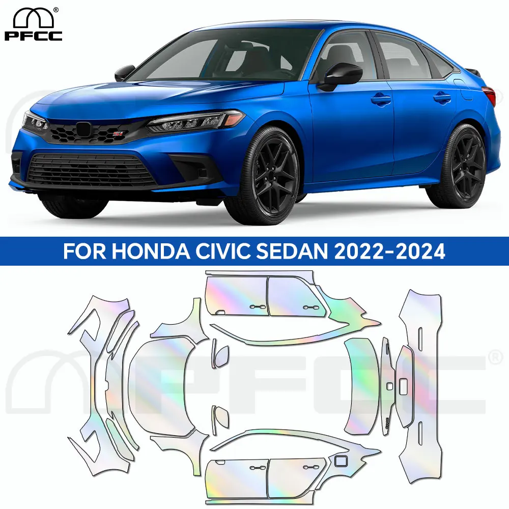 

Для Honda Civic Sedan 2022-2024 предварительно вырезанная автомобильная защитная пленка для краски PPF, прозрачная пленка, прозрачный комплект, наклейка на кузов, пленка против царапин
