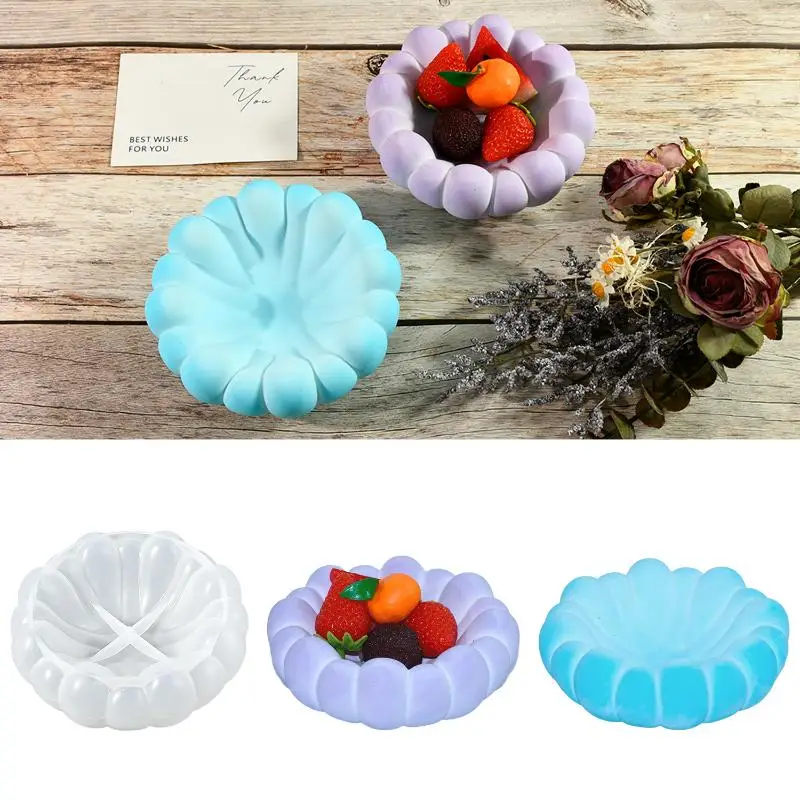 [YU]Petal Bubble Bowl Silicone Mold Irregular Cloud Shape Trinkets Storage Tray Flower Pot  Concrete Mold Home Craft Decor
