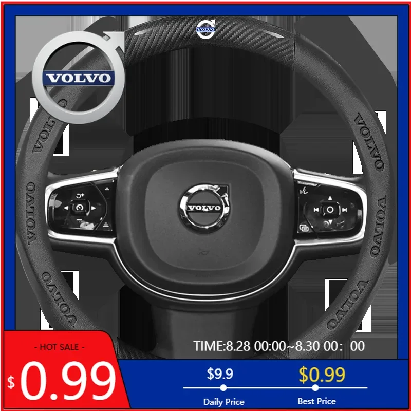 

2026 Hot Cup Holders 38cm Car Steering Wheel Anti-slip Wheel Cover Protect For Volvo XC90 V90 V60 XC60 V40 S80 S60 S90 C40 XC40