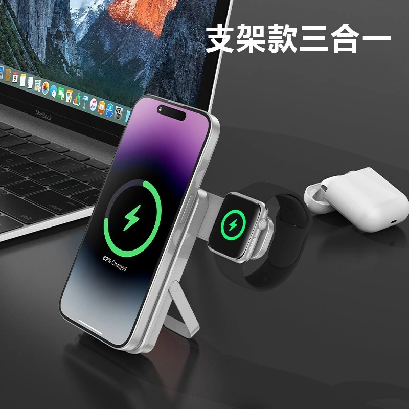 แบตสำรองไร้สาย 10000mAh ชาร์จเร็ว 22.5W สำหรับ iPhone 16 15 14 13 12 11 สำหรับ Apple Watch แบตสำรองแม่เหล็ก