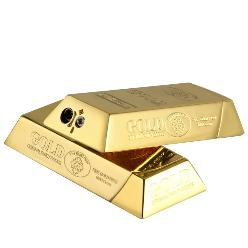 Gold Bar Fashion Inflatable Lighter Cigarette Accessories Butane Gas Lighters Unusual Metal windproof lighter Men\'s Gift Gadget