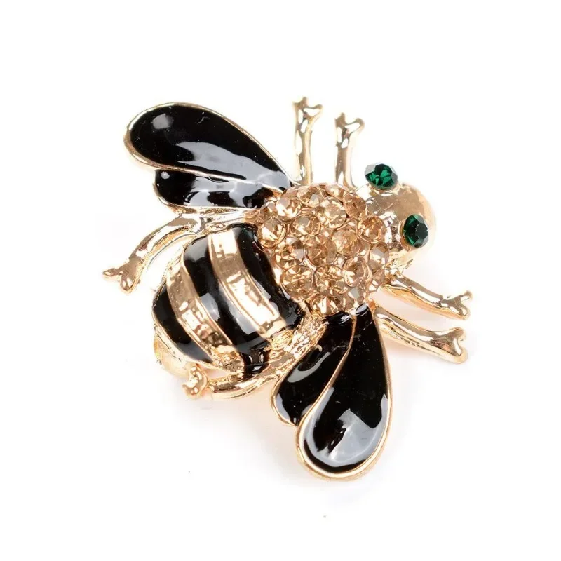 High Quality Shiny Bee Broochs for Women New Charm Black Enamel Crystal Zircon Pins for Backpacks Suit Party Jewelry Accessories