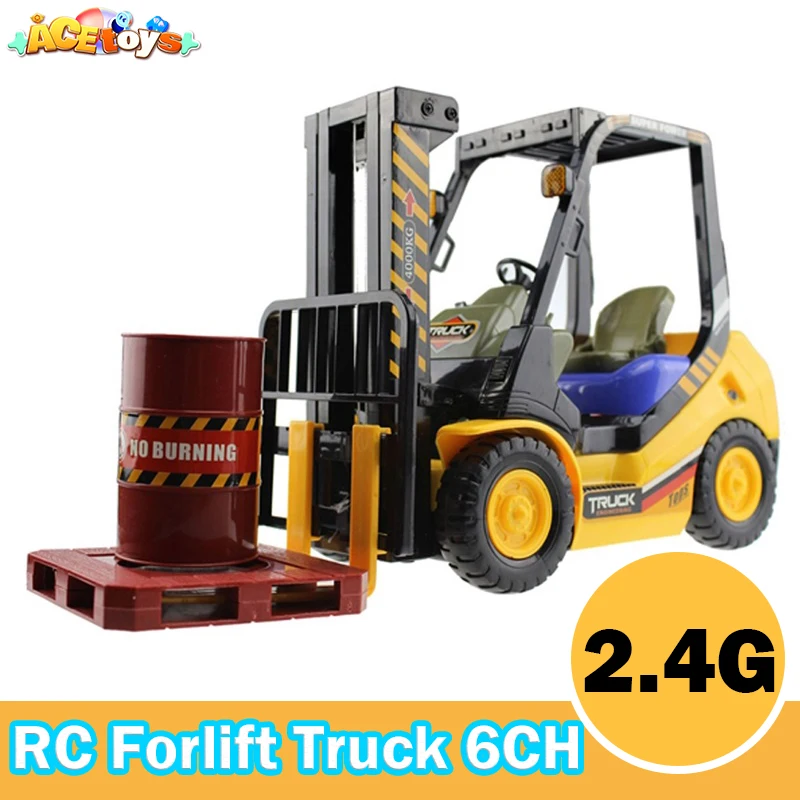 RC Forlift Truck 6CH Remote Control Fork Shovel Trucks Lift Pallets Engineering Vehicle Model 2.4G Electric Christmas Gift