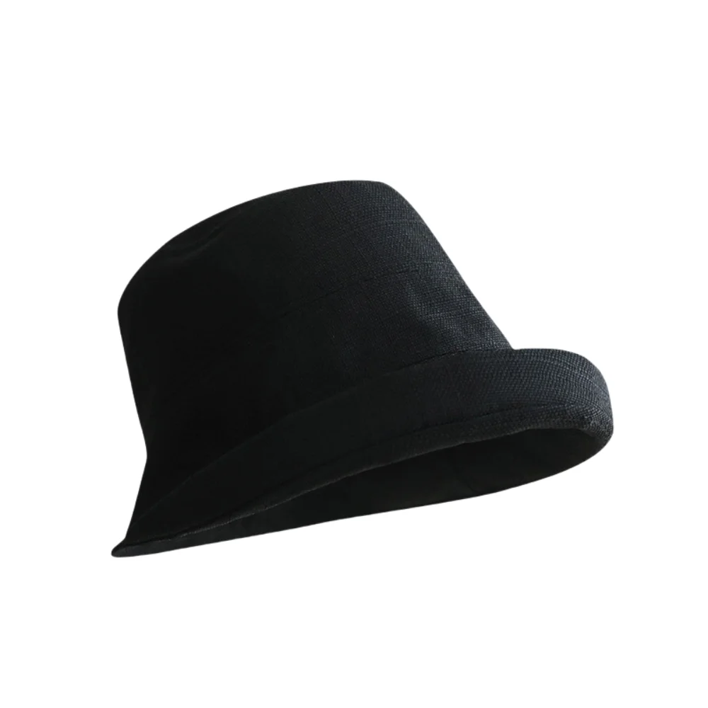 

Quick-dry Roll Rim Fisherman Hat Sunscreen Sunshade Flax Sun Hat Solid Color UV Protection Japanese Style Bucket Cap Outdoor