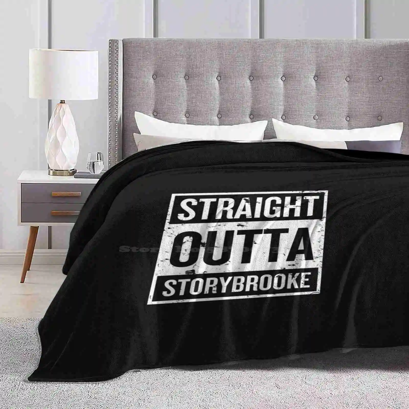 Straight Outta Storybrooke-White Words Creative Design Comfortable Warm Flannel Blanket Once Upon A Time Storybrooke Abc Ouat