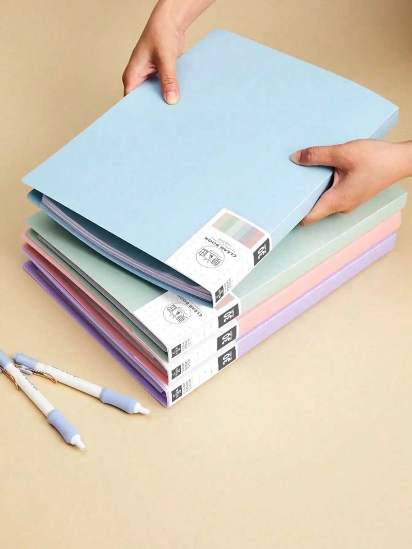 

1pc Solid Color Multi-Layer A4 Document Folder With Transparent Pages For Paper & File Management, Large Capacity Storage Album,Back To School,School Supplies