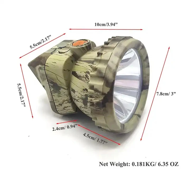 Super Bright LED Headlamp Rechargeable Miner Cap Lamp Waterproof Coon Hunting Light Camo Head Torch