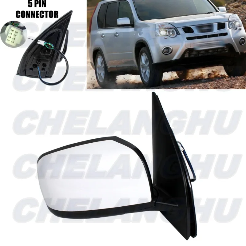 

For Nissan X-Trail T31 2008 2009 2010 2011 2012 2013 Right Side 5 Pins White Paintable Heated Power Adjust Mirror Assembly