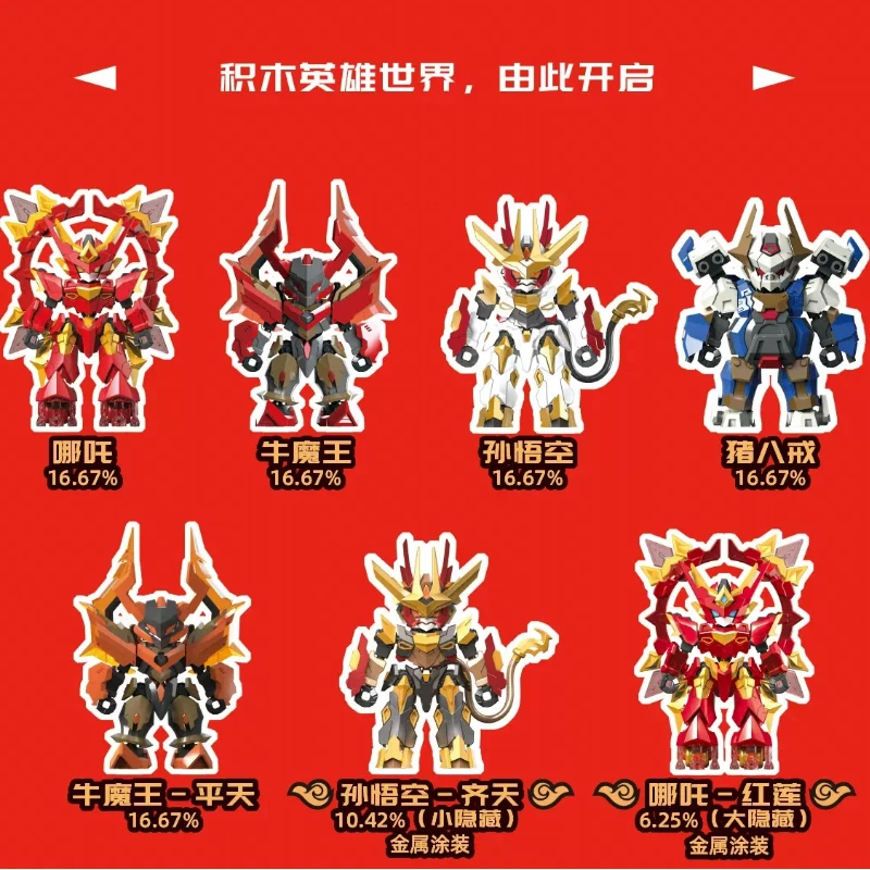 

Hot selling spot: Journey to the West Tianguang level assembled mecha building blocks blind boxes deformed toys ornaments trendy