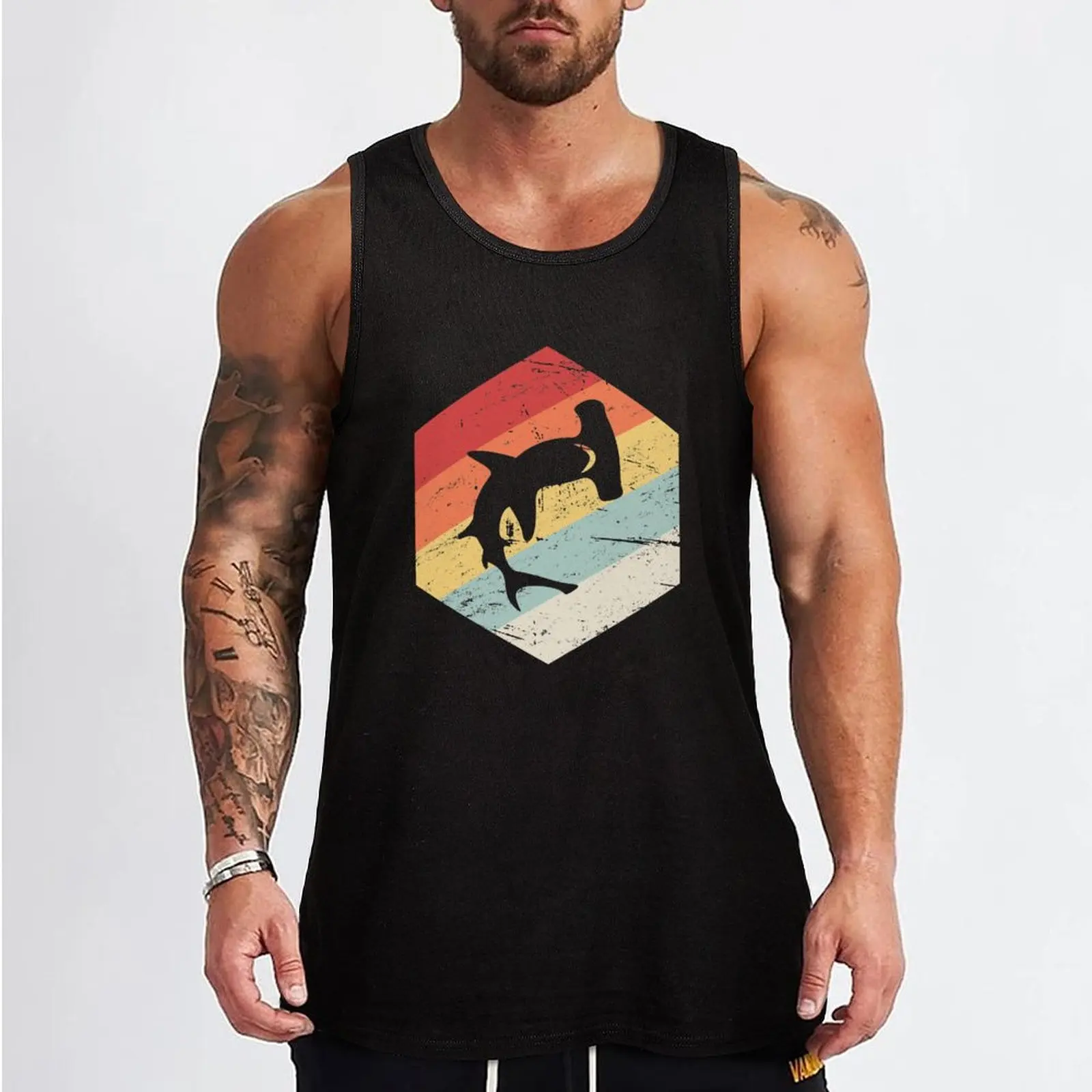 رأس مطرقة القرش أعلى خزان ، سترة الرجعية للصبي ، قميص بلا أكمام ، 70s #2