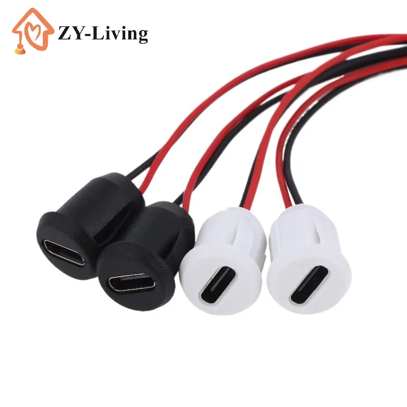 2/5/10PCS USB-C Connector Type-C Female Chassis 2 Pin Type-C Female Socket Connector Waterproof Jack Female Charging Port 3A