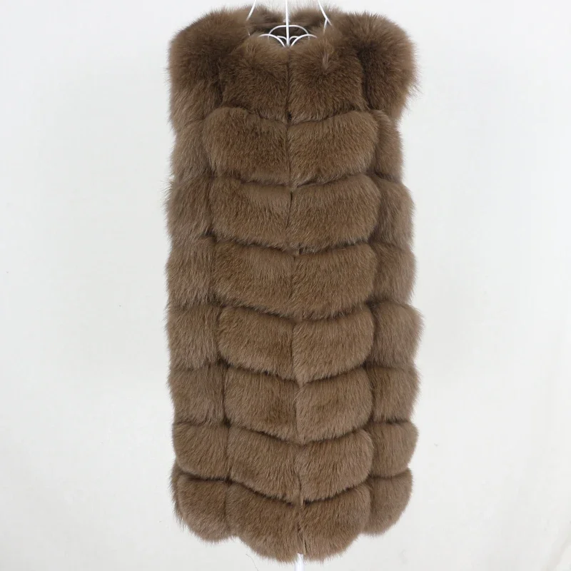 Femmes réel fourrure longue gilet manteau de haute qualité 2025 veste d'hiver naturel grande fourrure de renard moelleuse vêtements d'extérieur Streetwear épais chaud