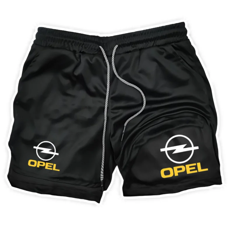 

New Men'S Quick-Dry Athletic Shorts - Breathable Mesh Workout Shorts With OPEL Letter Print Design, Elastic Drawstring Waistband