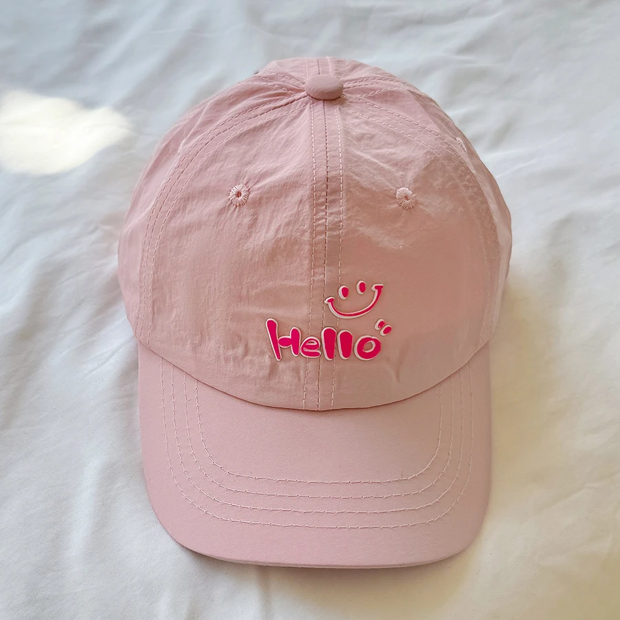 2025 NEW Kids Quick Dry Baseball Cap Girl Boy Summer Candy Color Hello Letter Snapback Hat Baby Outdoor Sun Protection 3-7 Years - Image 3