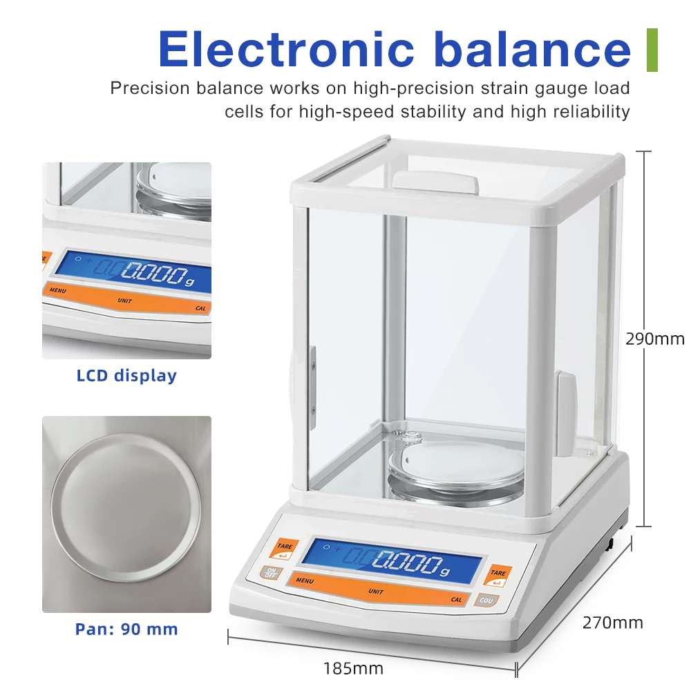 200g 1mg ความแม่นยําสูง BALANCE Scale Lab Digital Analytical BALANCE Scale เครื่องประดับเครื่องชั่งน้ําหนัก EU Plug