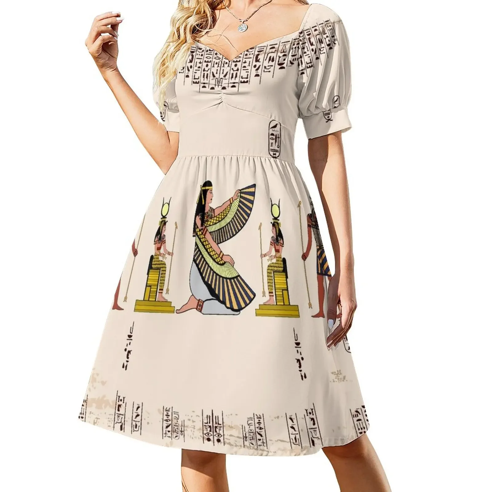 

Ancient Egypt Short-Sleeved Dress festival outfit women loose summer dress