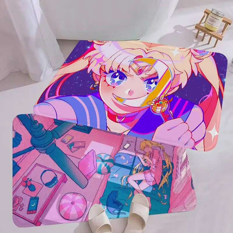 Magical Girl Anime S-Sailor M-Moon Entrance Door Mat Nordic Style Home Doormat Bathroom-Toilet Mats Bedroom Hotel Decor Mat