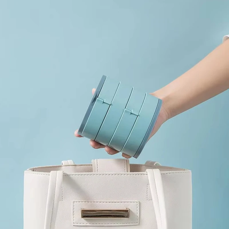 1pc Jewelry Stand Holder Display Tray Multilayer Rotating Jewelry Storage Box With Mirror Plastic Makeup Box