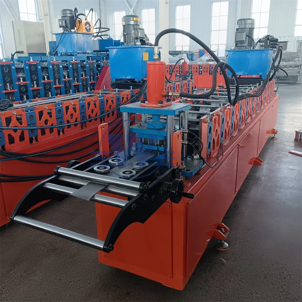 Automatic storage rack pillar upright post steel roll forming making machine