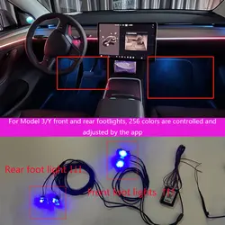 for Tesla Model 3/y 256 Color LED Foot Socket Ambient Lights LED Foot Lights Upgrade LED Ambient Lights